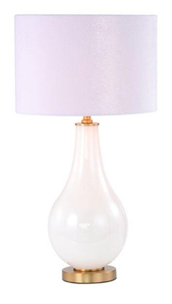 Product photograph of White Pearl Glass Table Lamp With White Velvet Shade from Choice Furniture Superstore.