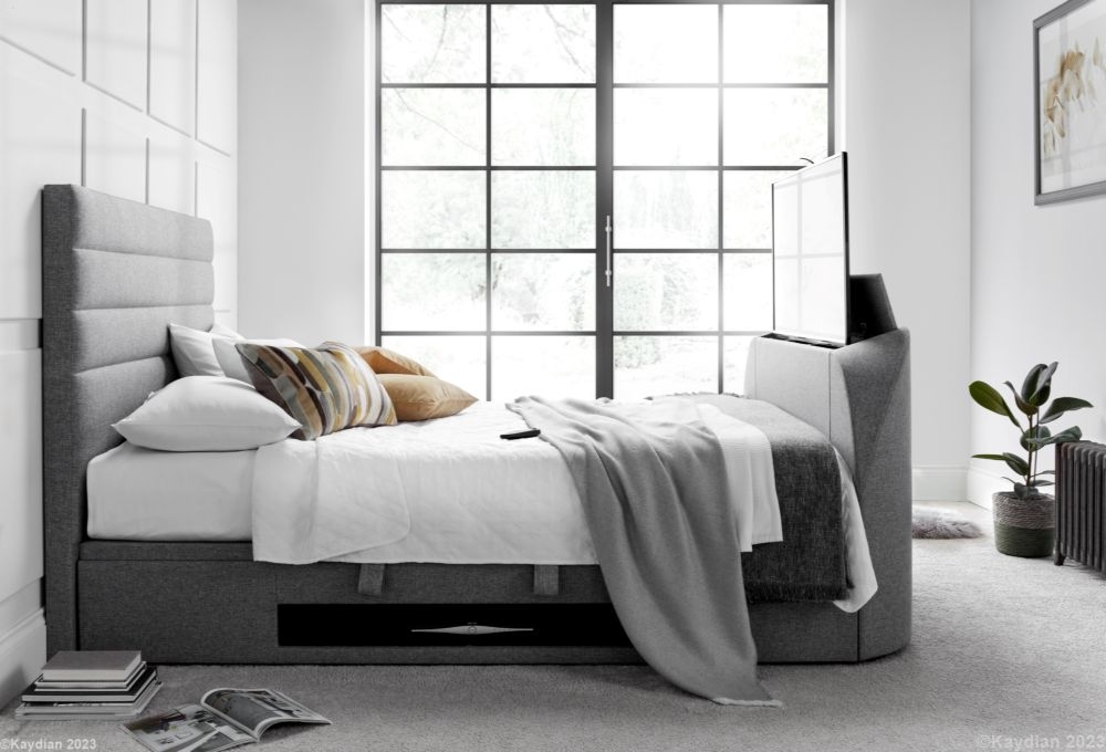 Product photograph of Kaydian Appleton Marbella Grey Fabric Ottoman Storage Tv Bed from Choice Furniture Superstore.