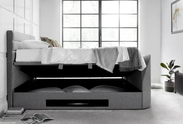 Product photograph of Kaydian Appleton Marbella Grey Fabric Ottoman Storage Tv Bed from Choice Furniture Superstore.