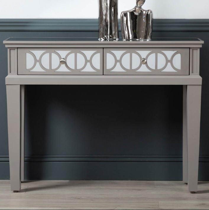 Product photograph of Torino Grey Mirrored Console Table from Choice Furniture Superstore.