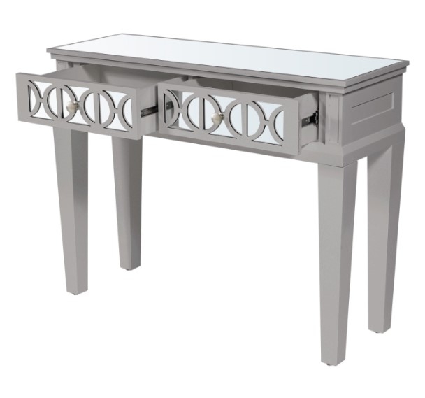 Product photograph of Torino Grey Mirrored Console Table from Choice Furniture Superstore.