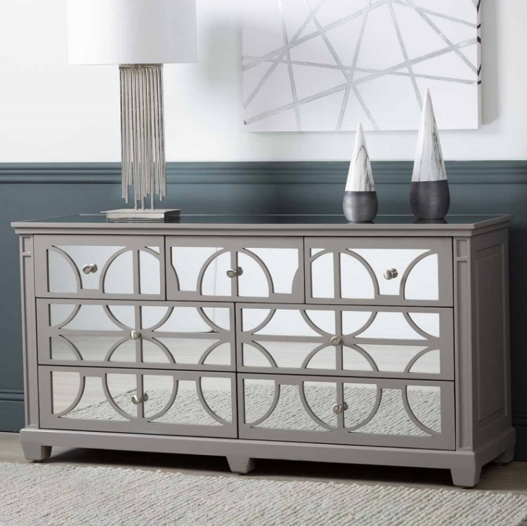 Product photograph of Torino Grey Mirrored 7 Drawer Chest from Choice Furniture Superstore.