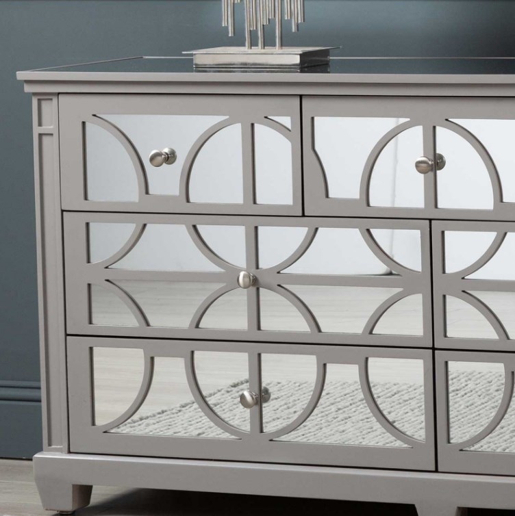 Product photograph of Torino Grey Mirrored 7 Drawer Chest from Choice Furniture Superstore.