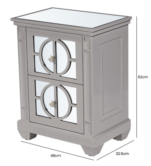 Product photograph of Torino Grey Mirrored 2 Drawer Bedside Cabinet from Choice Furniture Superstore.