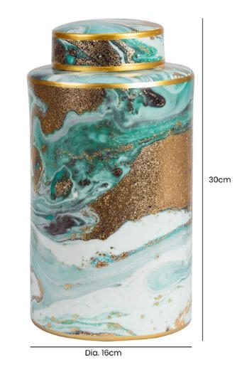 Product photograph of Blue White Gold Abstract Ginger Jar Set Of 2 from Choice Furniture Superstore.