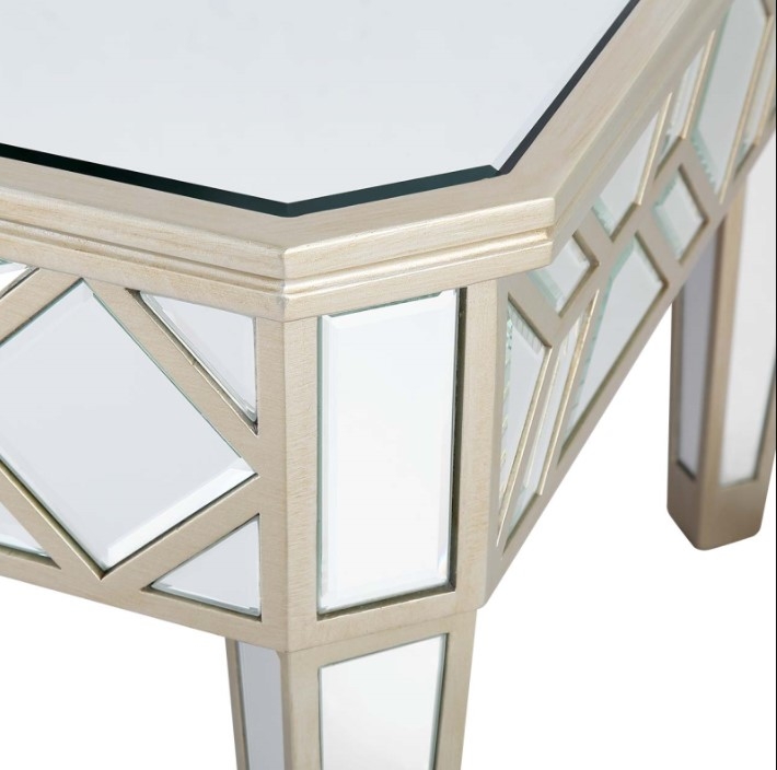 Product photograph of Becca Champagne Geometric Mirrored Coffee Table from Choice Furniture Superstore.