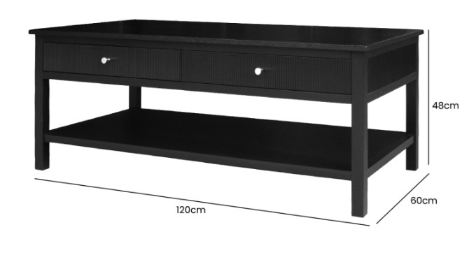 Product photograph of Lindon Matte Black 2 Drawer Coffee Table from Choice Furniture Superstore.