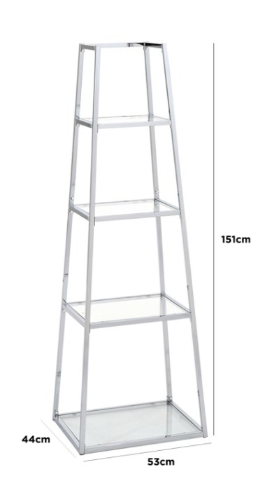 Product photograph of Logan Medium Glass And Chrome Ladder Display Unit from Choice Furniture Superstore.