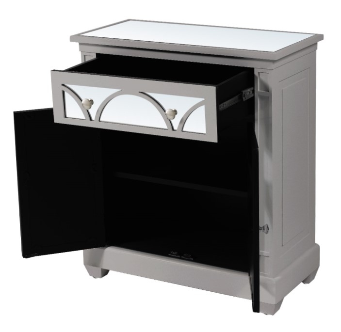 Product photograph of Torino Grey Mirrored 1 Drawer 2 Door Sideboard from Choice Furniture Superstore.