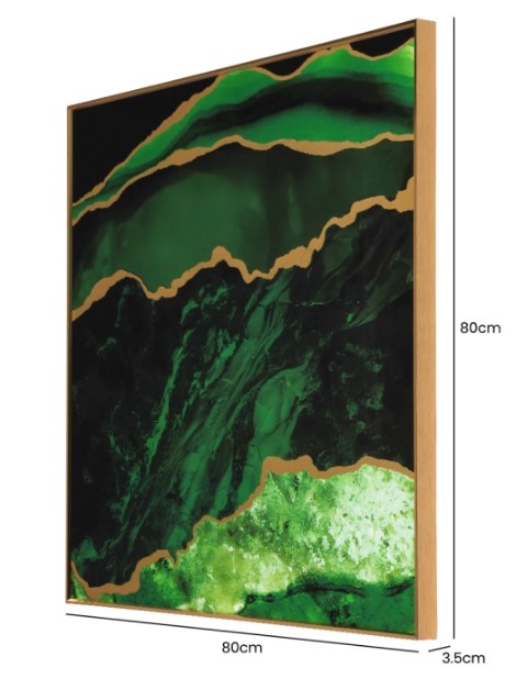 Product photograph of Abstract Green And Gold Wall Art - 80cm from Choice Furniture Superstore.