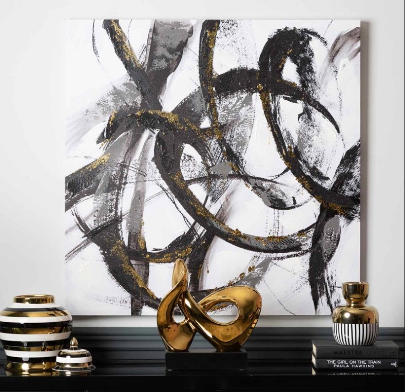 Product photograph of White And Black Abstract Canvas Wall Art Set Of 2 from Choice Furniture Superstore.