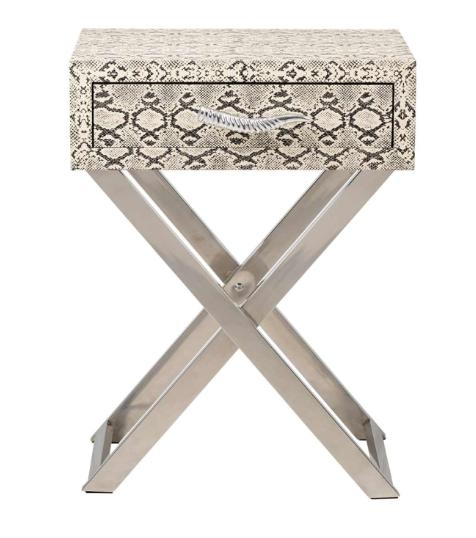 Product photograph of Faux Snake Leather 1 Drawer End Table from Choice Furniture Superstore.