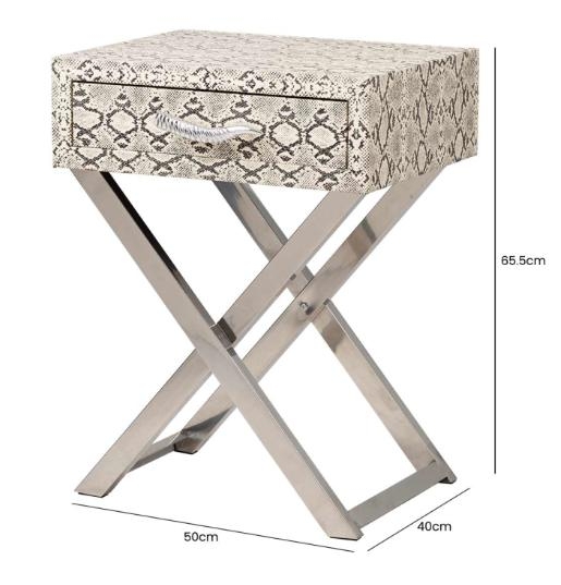 Product photograph of Faux Snake Leather 1 Drawer End Table from Choice Furniture Superstore.