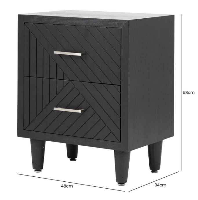 Product photograph of Solano Matte Black Contemporary Bedside Cabinet from Choice Furniture Superstore.