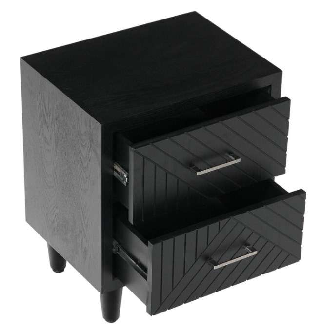 Product photograph of Solano Matte Black Contemporary Bedside Cabinet from Choice Furniture Superstore.