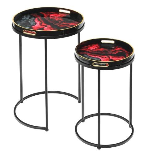 Product photograph of Olin Nest Of 2 Tables - Red And Black from Choice Furniture Superstore.