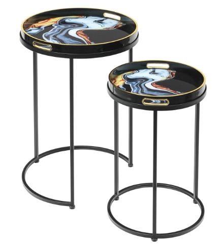 Product photograph of Olin Nest Of 2 Tables - Black Blue And Yellow from Choice Furniture Superstore.