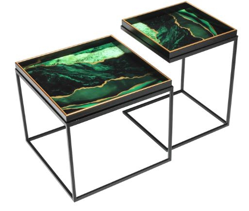 Product photograph of Olin Nest Of 2 Tables - Green And Gold from Choice Furniture Superstore.