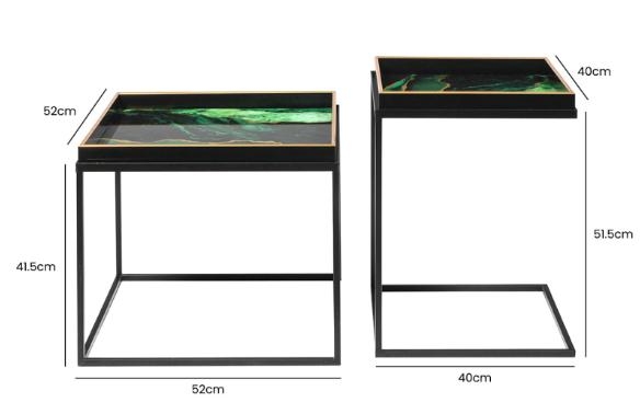 Product photograph of Olin Nest Of 2 Tables - Green And Gold from Choice Furniture Superstore.