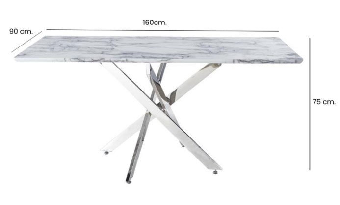 Product photograph of Nova Value Nova White Marble And Chrome Rectangular Dining Table from Choice Furniture Superstore.