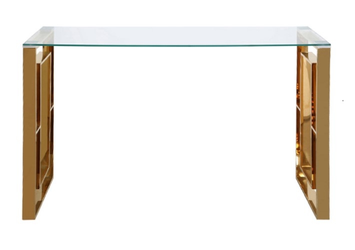 Product photograph of Apex Apex Gold Tempered Glass Console Table from Choice Furniture Superstore.