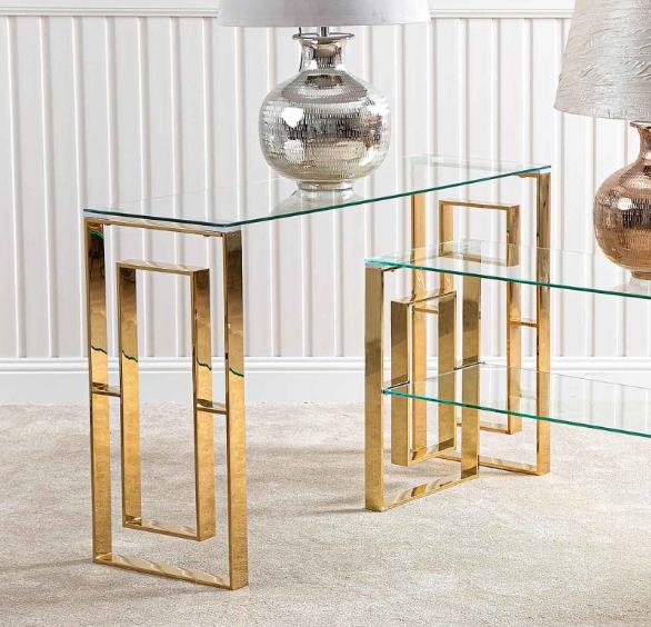 Product photograph of Apex Gold Metal Console Table from Choice Furniture Superstore.