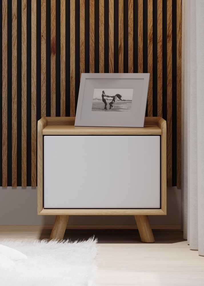 Product photograph of Liv Scandinavian Oak And White 1 Door Bedside Cabinet from Choice Furniture Superstore.