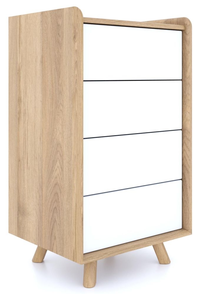 Product photograph of Liv Scandinavian Oak And White Small 4 Drawer Chest from Choice Furniture Superstore.