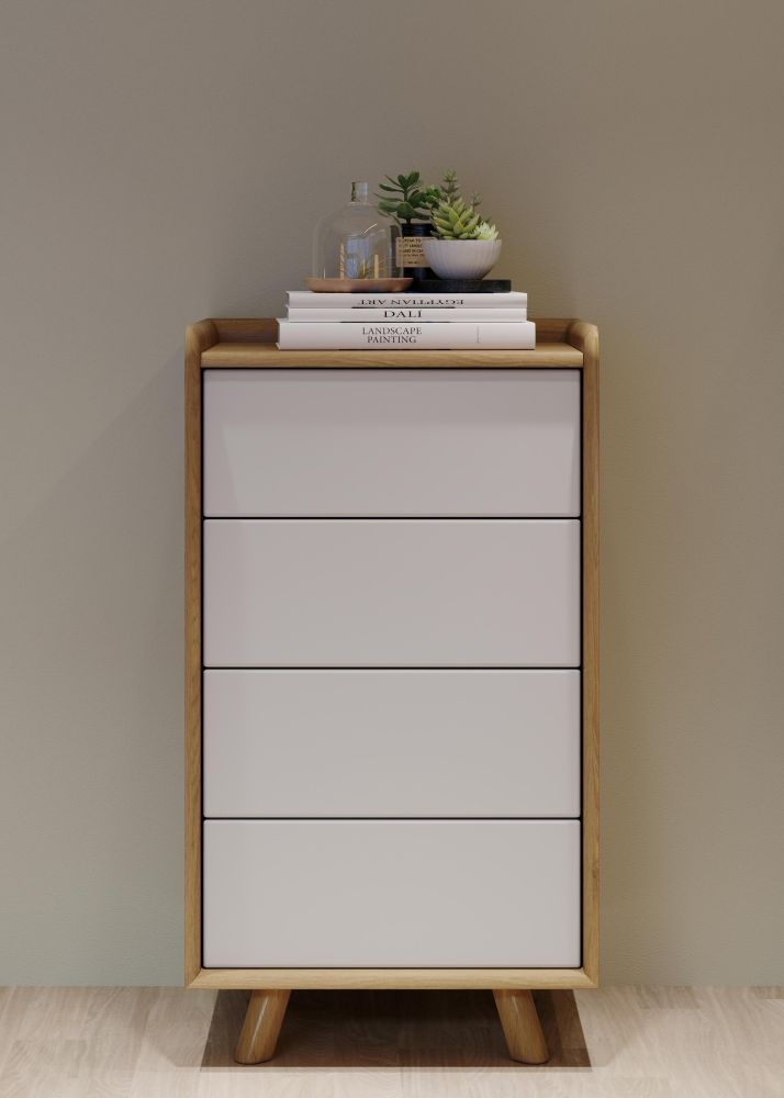 Product photograph of Liv Scandinavian Oak And White Small 4 Drawer Chest from Choice Furniture Superstore.