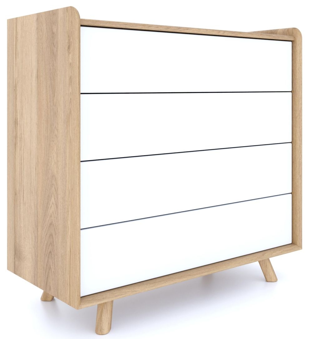 Product photograph of Liv Scandinavian Oak And White Medium 4 Drawer Chest from Choice Furniture Superstore.