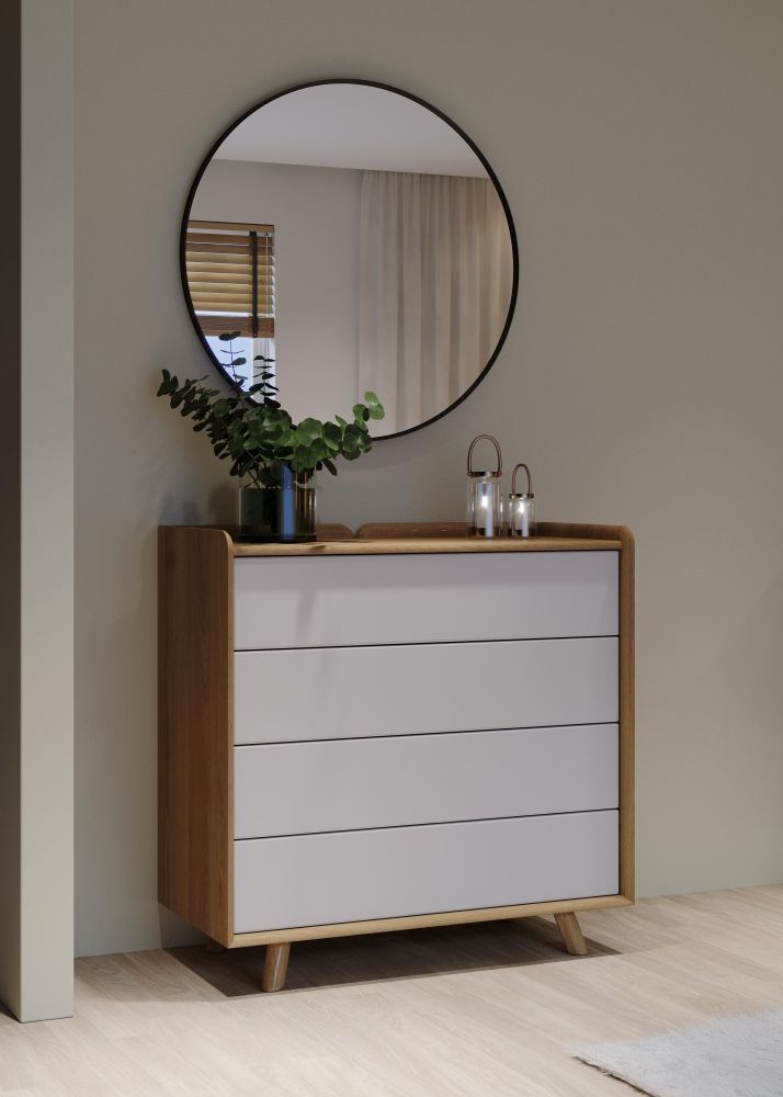 Product photograph of Liv Scandinavian Oak And White Medium 4 Drawer Chest from Choice Furniture Superstore.