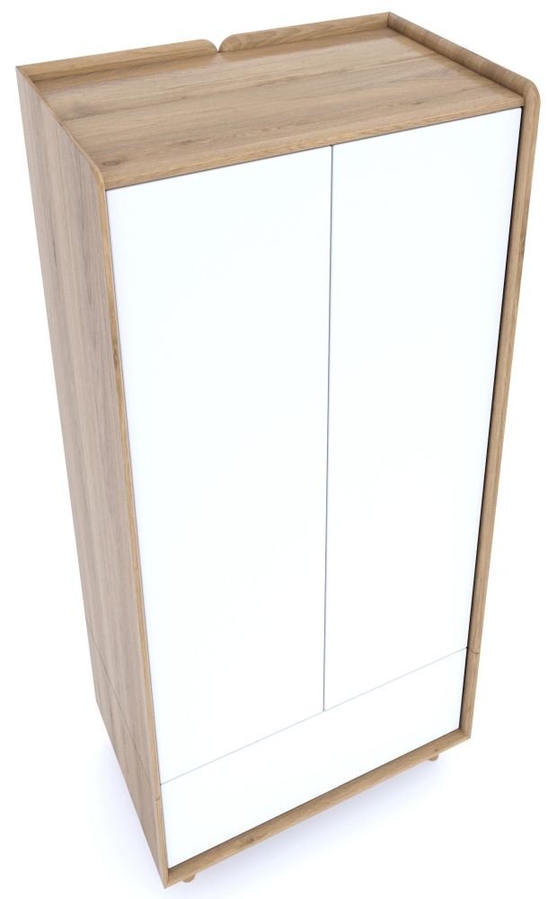 Product photograph of Liv Scandinavian Oak And White 2 Door Wardrobe from Choice Furniture Superstore.