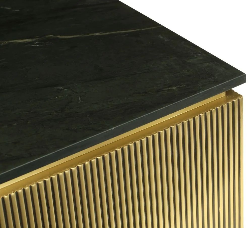 Product photograph of Glam Flute Gold Square Coffee Table With Black Marble Top from Choice Furniture Superstore.