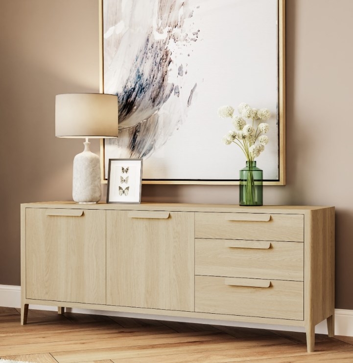 Product photograph of Carlton Andersson Oak Large Sideboard 180cm With 2 Doors 3 Drawer from Choice Furniture Superstore.