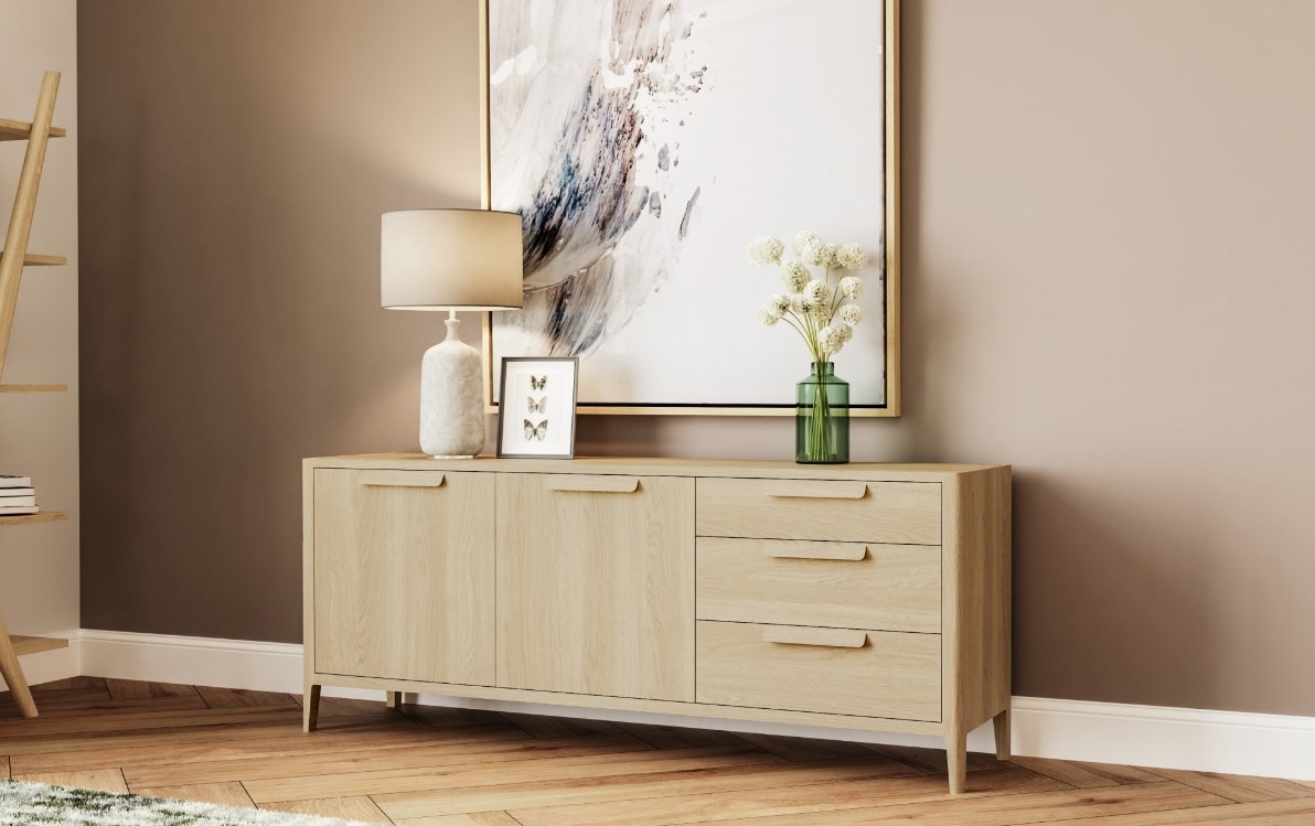 Product photograph of Carlton Andersson Oak Sideboard 180cm With 2 Doors 3 Drawer from Choice Furniture Superstore.
