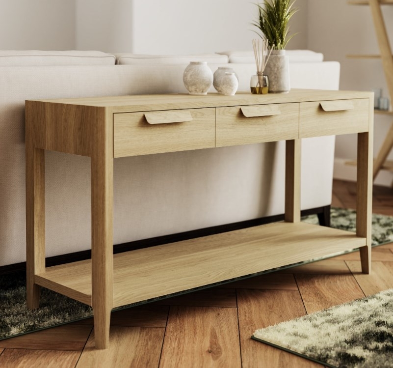 Product photograph of Carlton Andersson Oak Console Table With 3 Drawer from Choice Furniture Superstore.