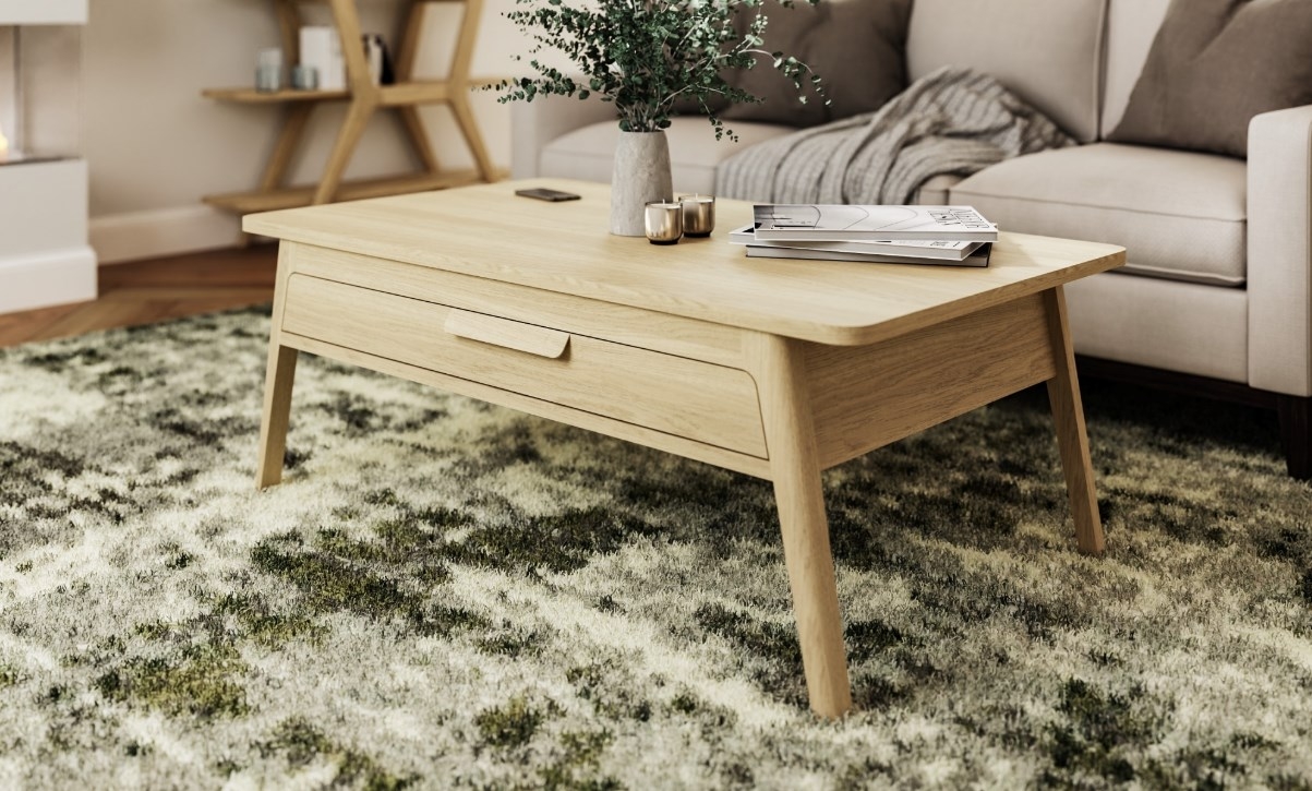 Product photograph of Carlton Andersson Oak Coffee Table With 1 Drawer from Choice Furniture Superstore.