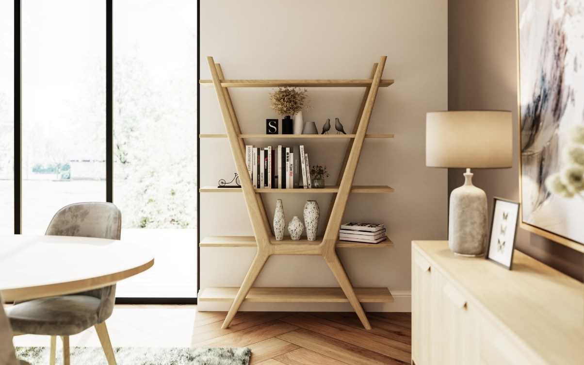 Product photograph of Carlton Andersson Oak Oxbow Bookcase 130cm from Choice Furniture Superstore.