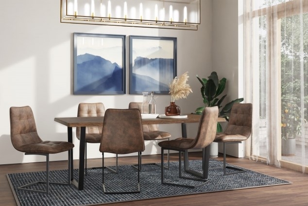 Product photograph of Carlton Modena Oiled Oak 6 Seater Dining Table 150cm With U Styled Metal Legs Rectangular Top from Choice Furniture Superstore.