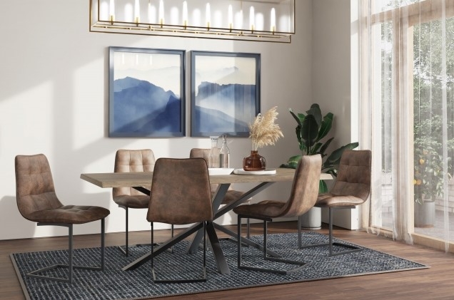 Product photograph of Carlton Modena Grey Oiled 8 Seater Dining Table 200cm With Spider Metal Legs Rectangular Top from Choice Furniture Superstore.