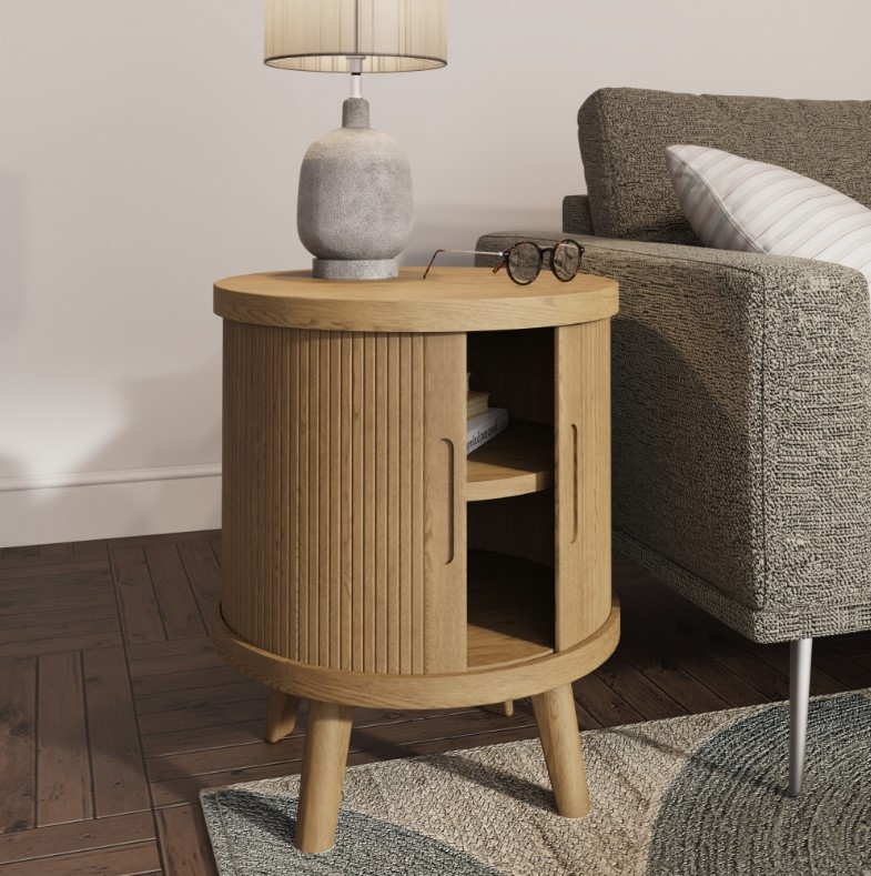 Product photograph of Carlton Tambour Grey Lamp Table from Choice Furniture Superstore.
