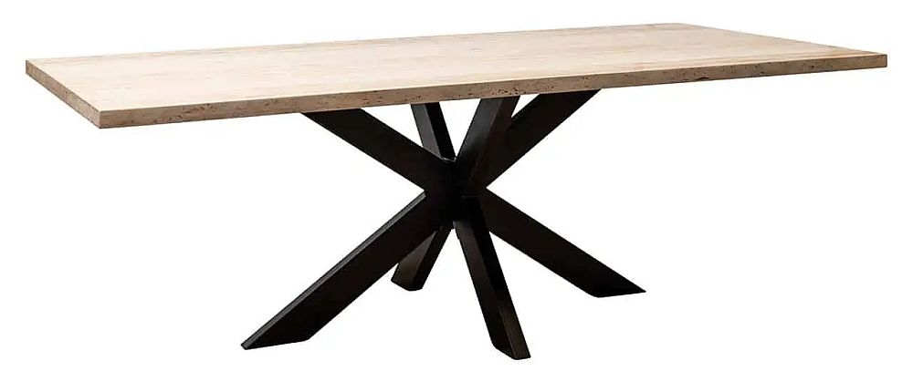 Product photograph of Avalon Travertine Stone And Black 230cm Dining Table With Spider Legs from Choice Furniture Superstore.