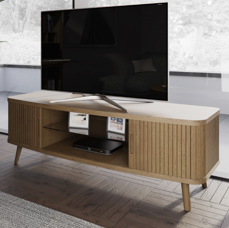 Product photograph of Carlton Tambour Grey Media Tv Unit 160cm With Storage For Television Upto 60in Plasma from Choice Furniture Superstore.