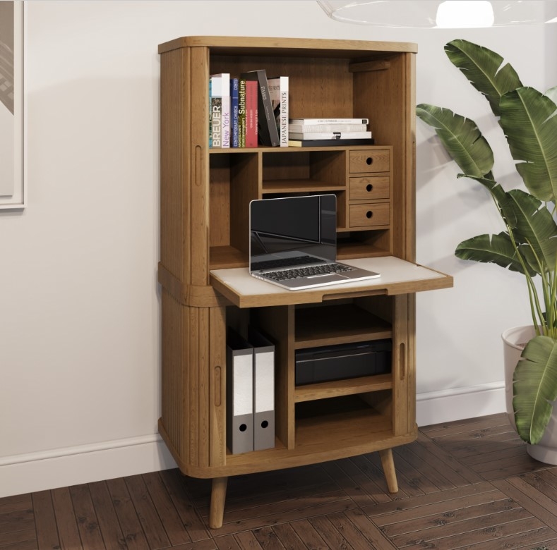 Product photograph of Carlton Tambour Grey Desk - Base Upper Units from Choice Furniture Superstore.