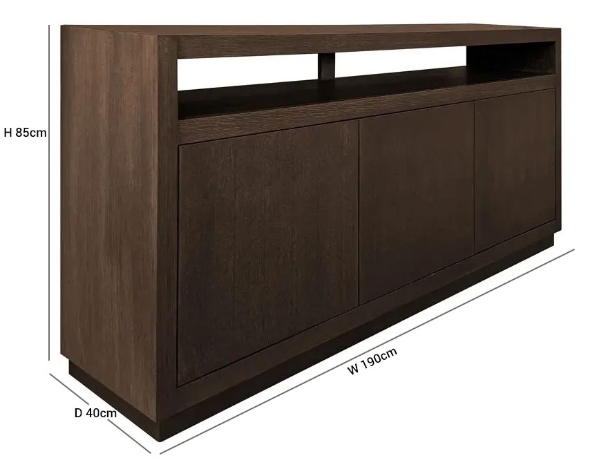 Product photograph of Oakura Brown Oak 3 Door Sideboard from Choice Furniture Superstore.