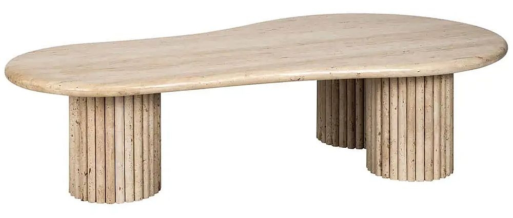 Product photograph of La Cantera Travertine Marble Organic Coffee Table from Choice Furniture Superstore.