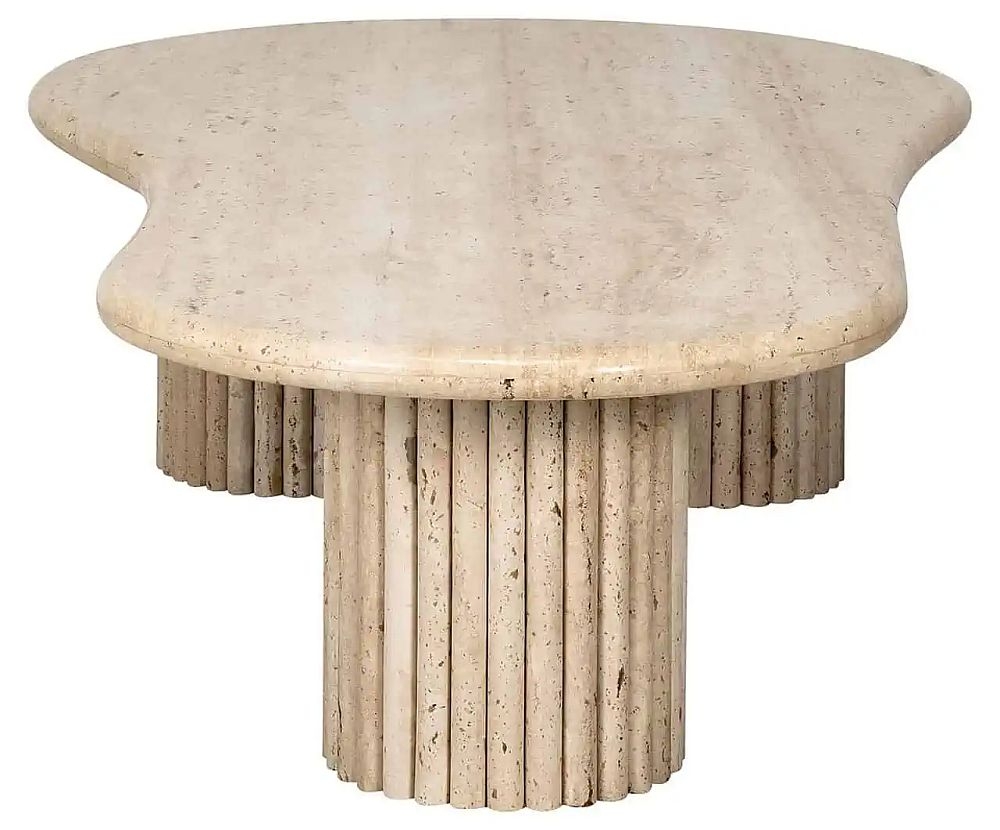 Product photograph of La Cantera Travertine Marble Organic Coffee Table from Choice Furniture Superstore.