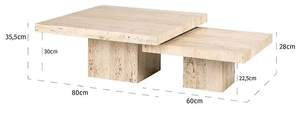 Product photograph of La Cantera Travertine Marble Square Coffee Table Set Of 2 from Choice Furniture Superstore.