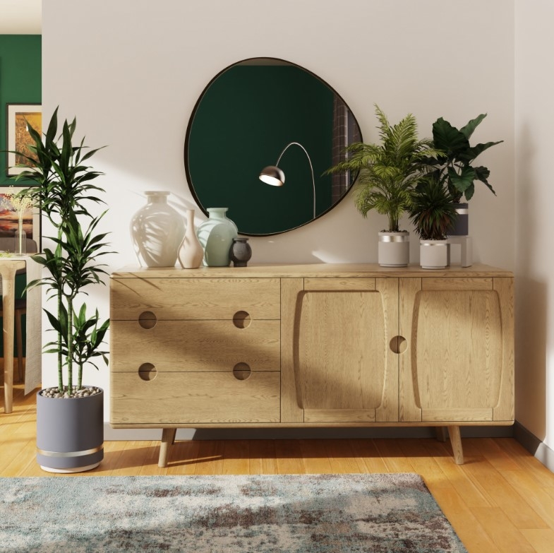 Product photograph of Carlton Tambour Grey 2 Door 3 Drawer Large Sideboard 160cm - 78cm from Choice Furniture Superstore.