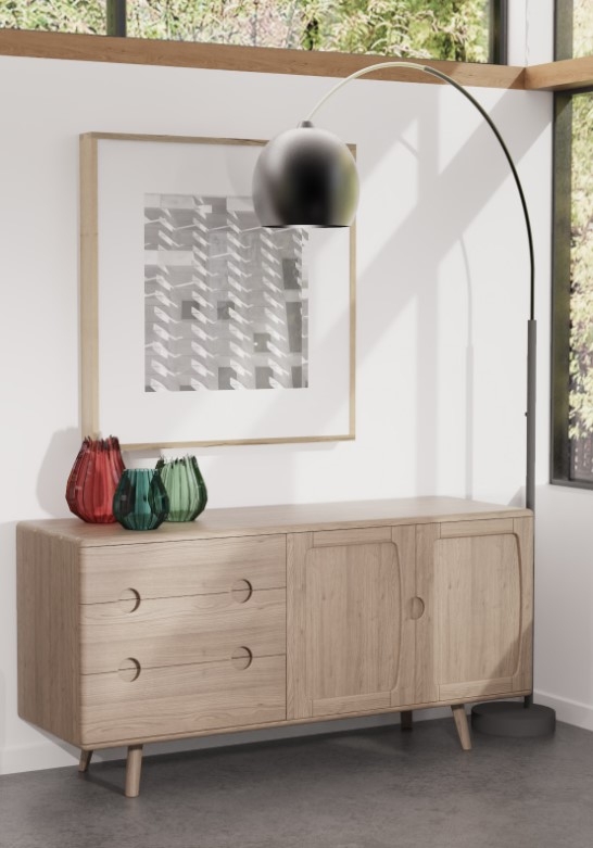 Product photograph of Carlton Tambour Grey 2 Door 3 Drawer Large Sideboard 160cm - 78cm from Choice Furniture Superstore.